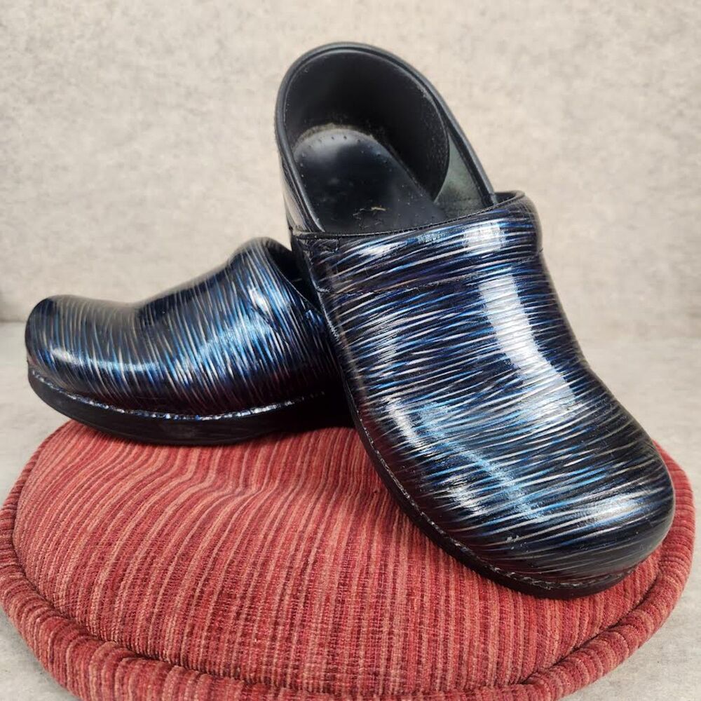 Dansko Women's Blue-Black Clogs Size 10.5 EU 41 Nurse-Teacher Work Shoes Boho
